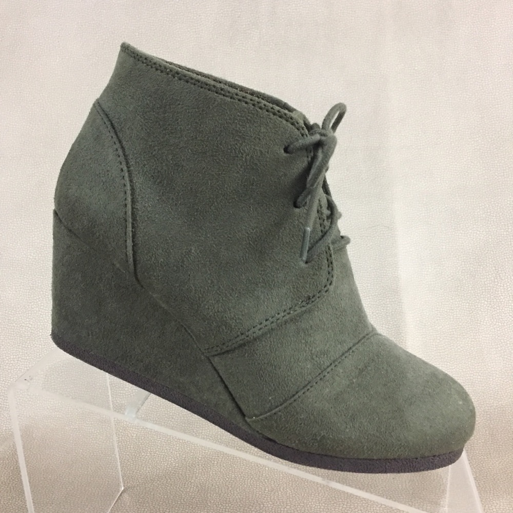 Wedge Oxford Women 7.5 Vegan Suede Forest Green